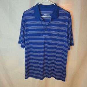 Nike‎ Golf Tour Performance Dri-Fit Blue Striped Short Sleeve Polo Shirt Size L